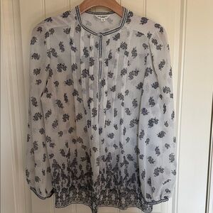 Max Studio White and Black Floral Blouse